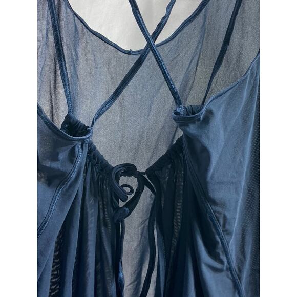 LULULEMON Women's Navy Blue Sheer Scoop-Neck Spaghetti Strap Tank Top SZ OS - Picture 5 of 9